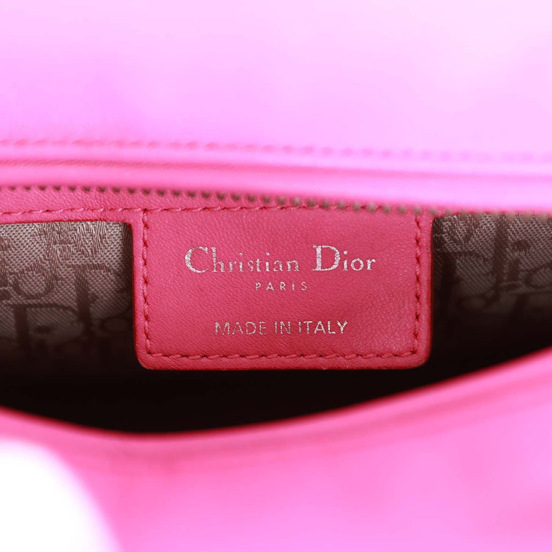 Christian Dior Medium Lady Dior Tote Fuchsia Lambskin Silver Hardware