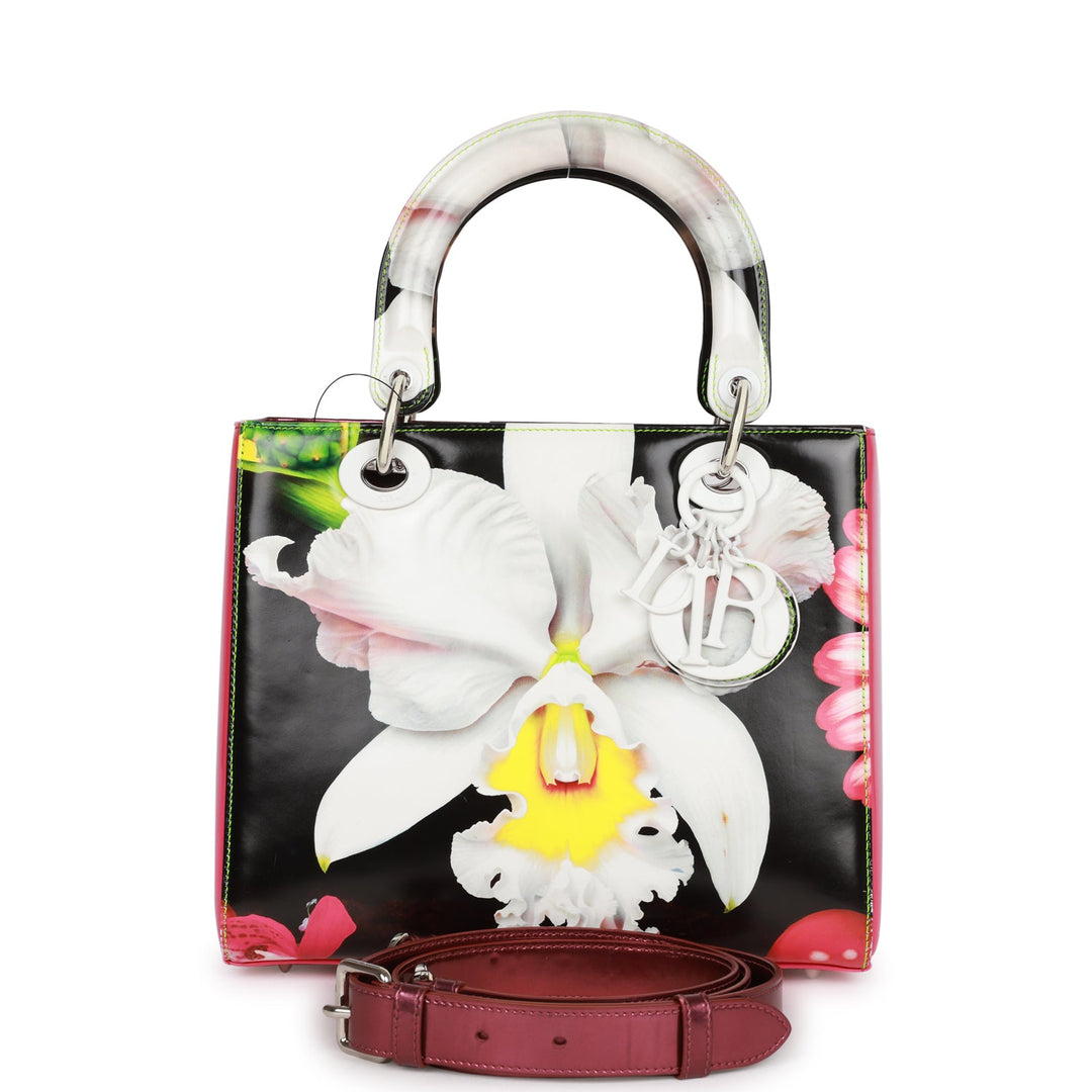 Christian Dior Medium Lady Dior Limited Edition "In the Night Garden" Silver Hardware by Mark Quinn
