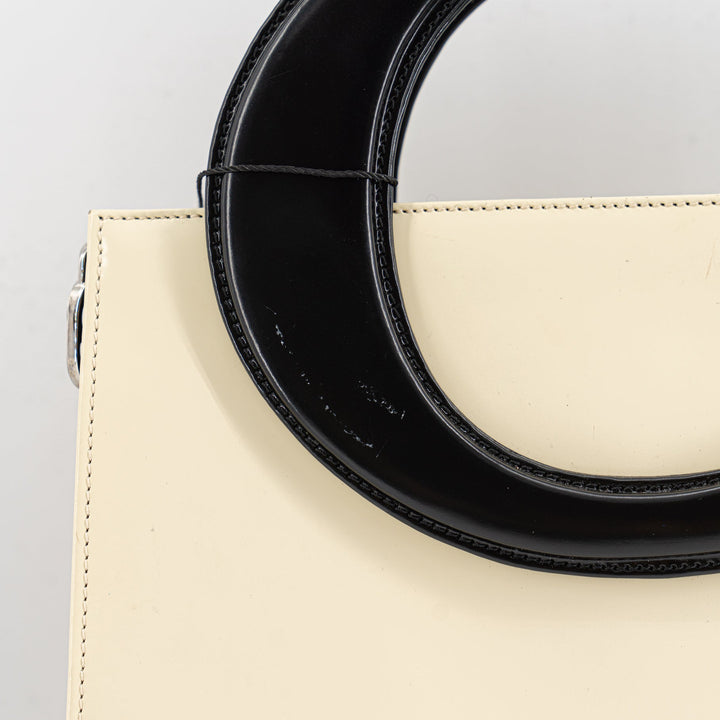 Christian Dior Vintage cream and black handbag with circular handles
