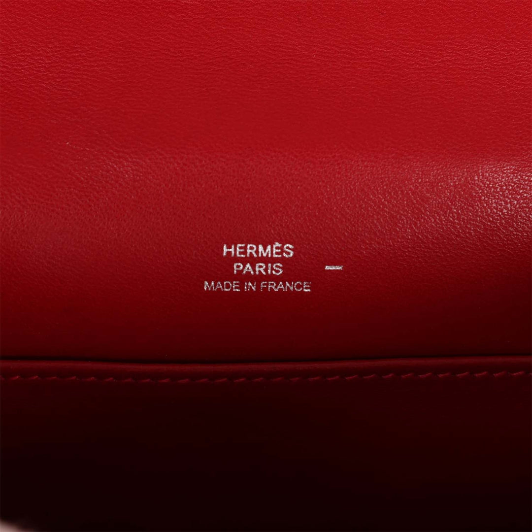 Hermes Kelly Pochette Rouge Vif Lizard Ruthenium Hardware