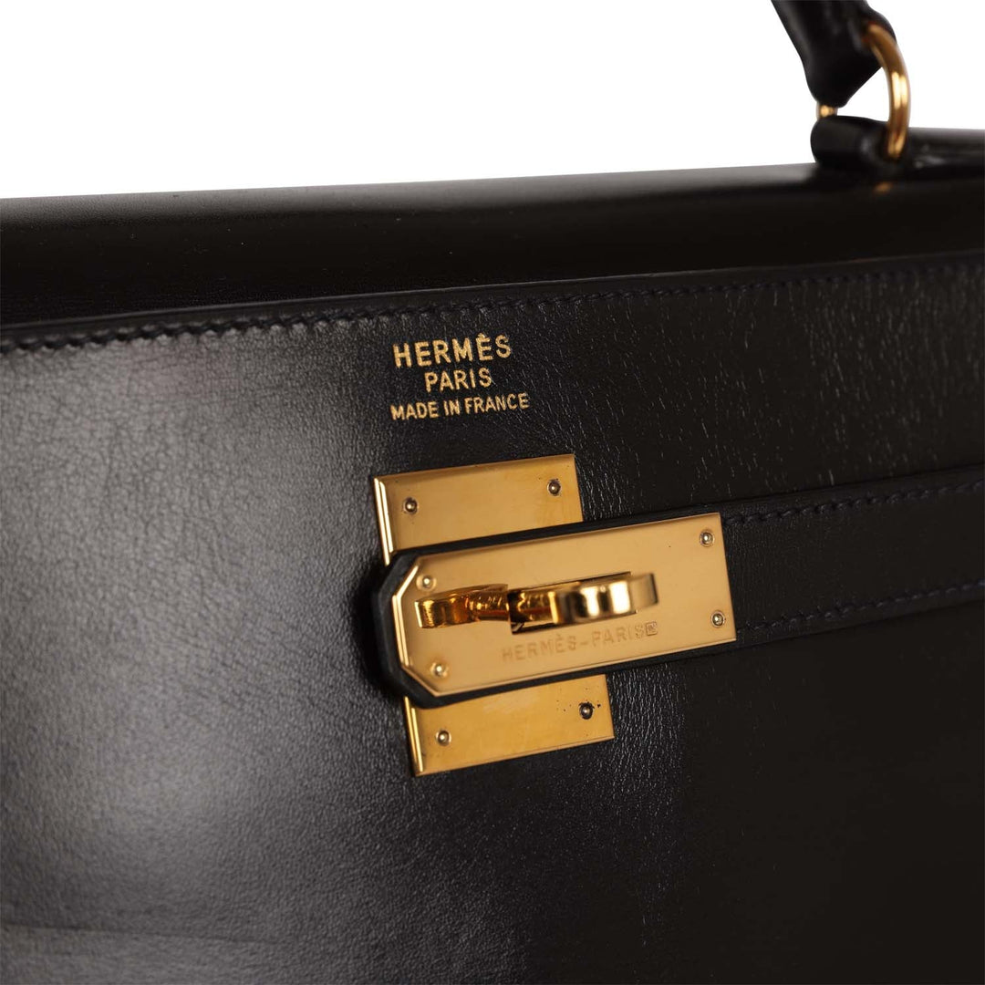 Hermes Kelly 35 Retourne Black Box Gold Hardware