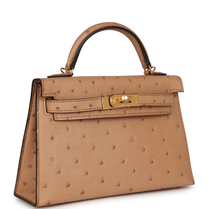 Hermes Kelly Sellier 20 Chai Ostrich Gold Hardware