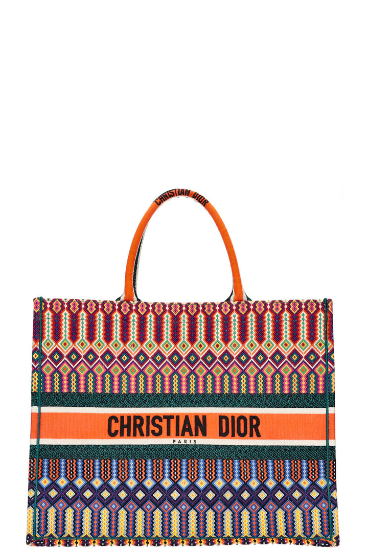 CHRISTIAN DIOR Book Tote Large Orange Green