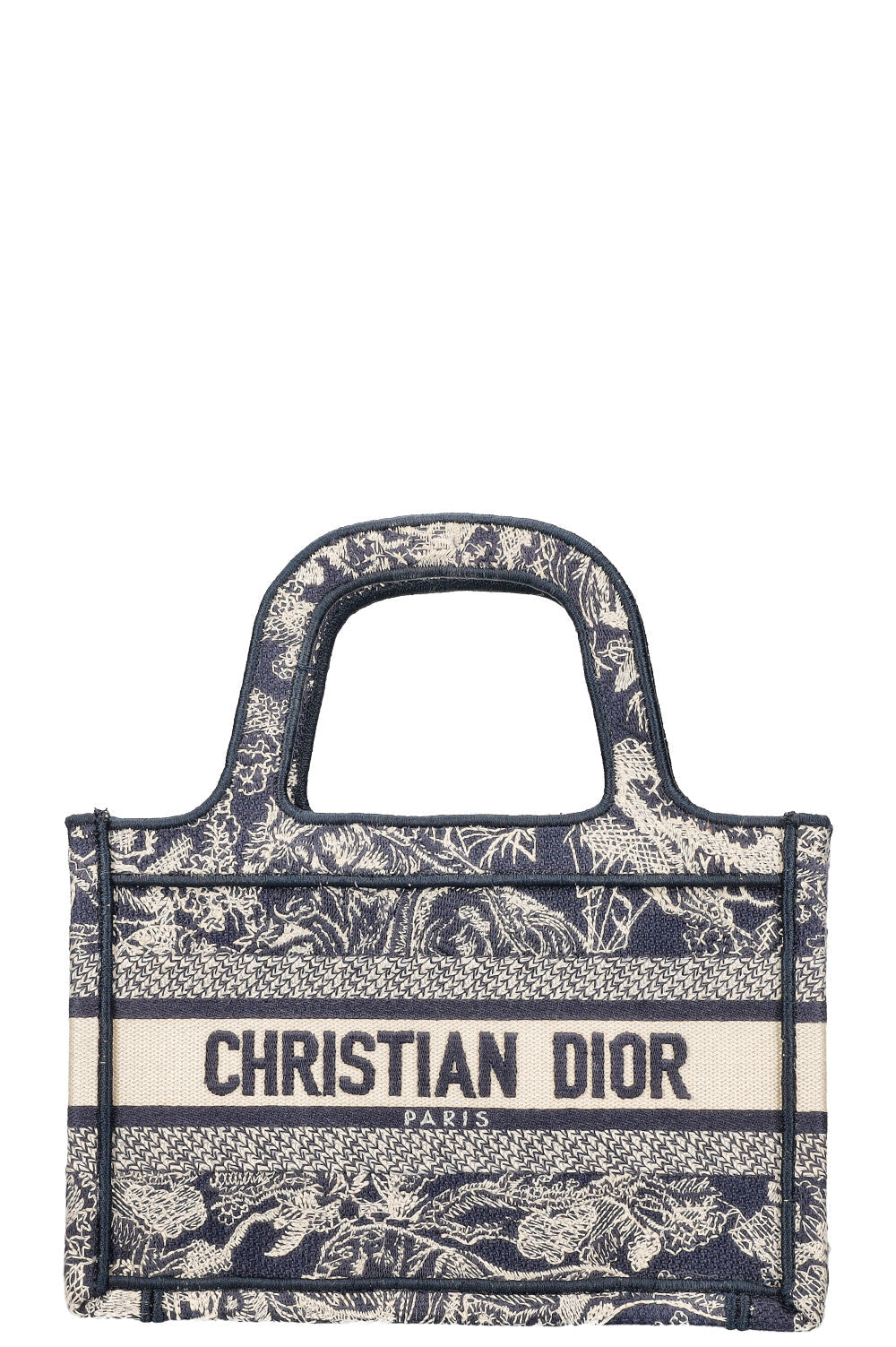 CHRISTIAN DIOR Mini Book Tote Toile de Jouy Reverse Embroidery Blue