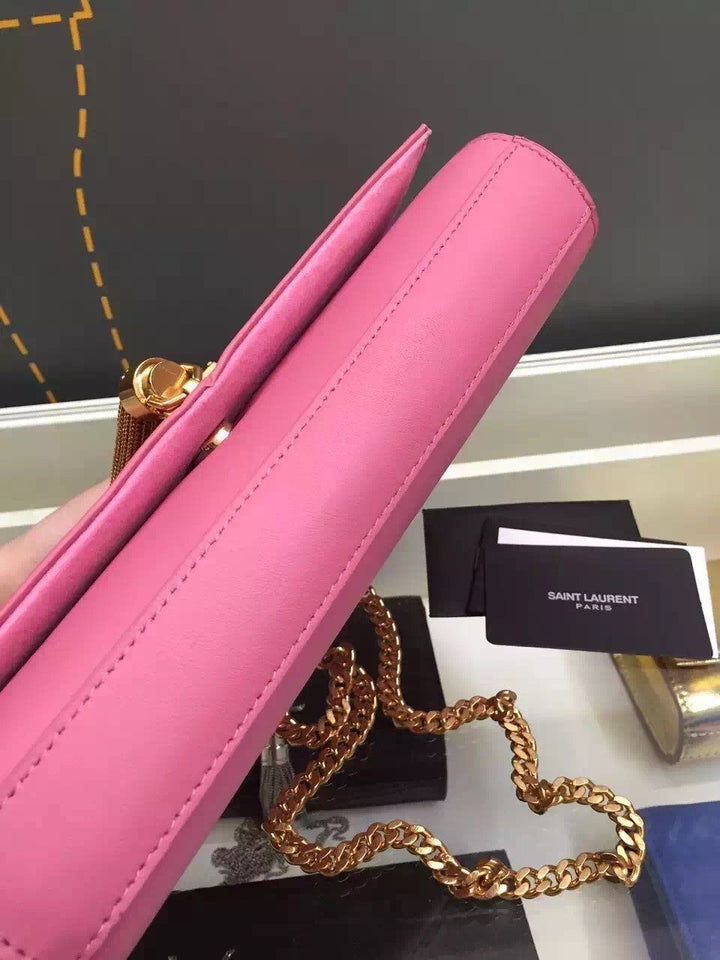 Yves Saint Laurent Medium Monogramme Tassel Bag In Pink Calfskin