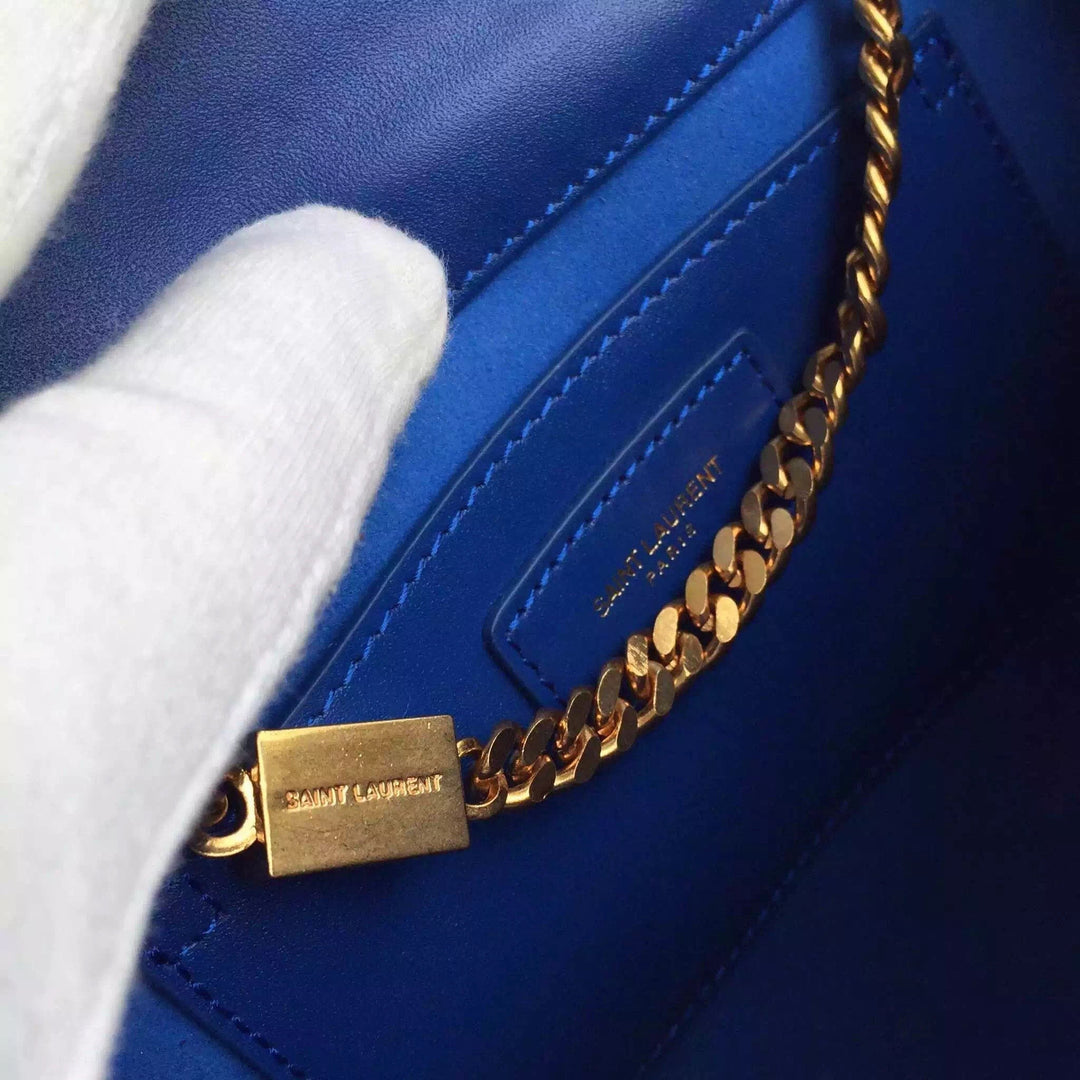 Yves Saint Laurent Medium Monogram Satchel In Blue Leather