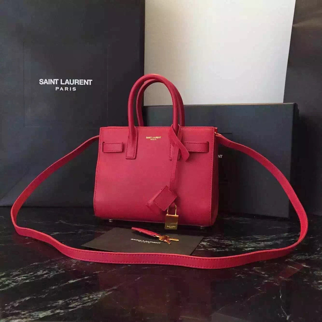 Yves Saint Laurent Nano Sac De Jour Bag In Red Leather
