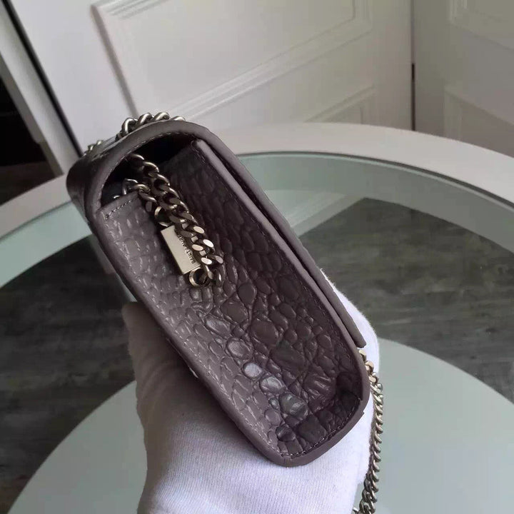 Yves Saint Laurent Medium Monogram Tassel Satchel In Grey Crocodile Leather