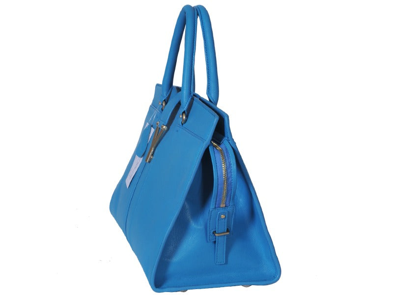 Yves Saint Laurent Cabas Chyc Large Leather Tote Blue