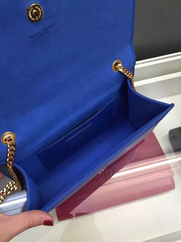 Yves Saint Laurent Medium Monogramme Tassel Bag In Blue Calfskin