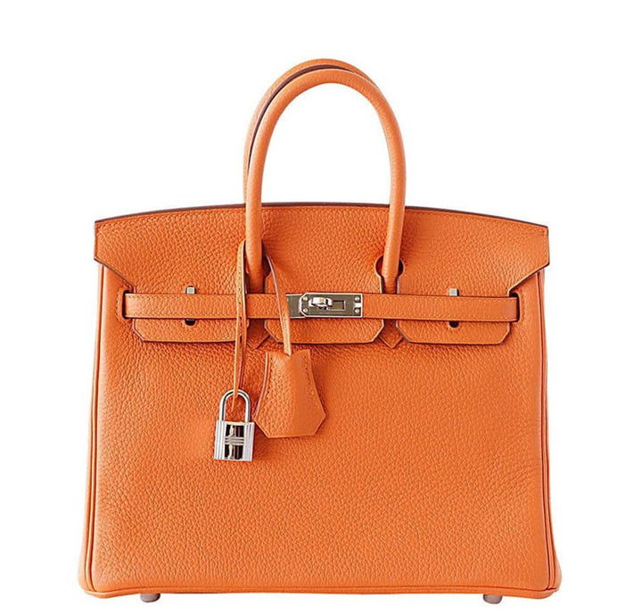Hermes Birkin 25 Bag Orange Togo Leather