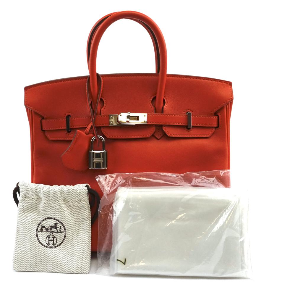 Hermes Birkin Ultra Rare 25 25cm Elegant Handbag Small Tote Capucine Red with Orange Undertone Swift Leather Satchel