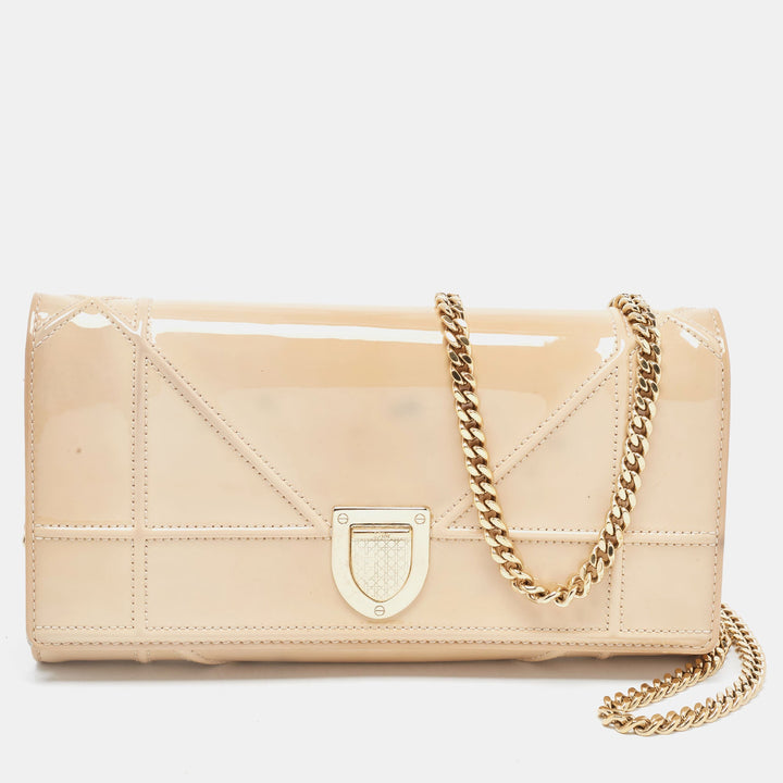 DIOR Beige Patent Leather ama Wallet On Chain – Barnes Bags
