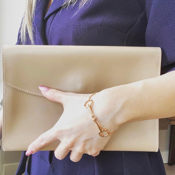 HERMES leather clutch